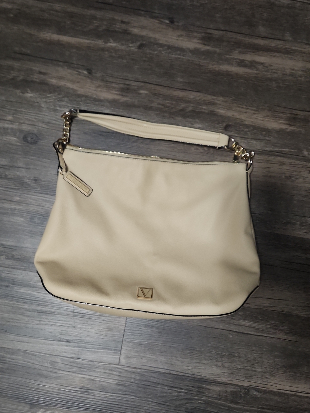 Victoria's Secret Cream Shoulder Bag with Gold Hardware